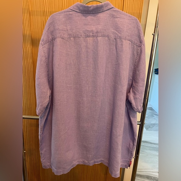 Tommy Bahama Men’s Lilac 100% Linen Short Sleeve Shirt Size XXL EUC - Picture 4 of 7